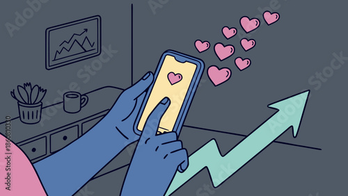 Social Media Likes Engagement Growth Digital Marketing Success with vector illustration