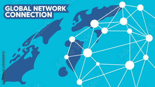 Global Digital Network Data Connection World Map with vector illustration