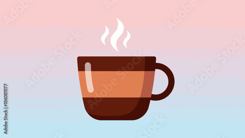 Illustration of a steaming cup of coffee or hot beverage.