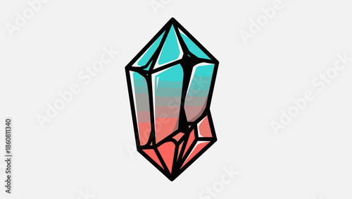 Vibrant Crystal Formation with Gradient Hues and Sharp Facets.