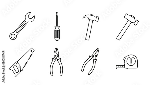 Set of Hand Tools Icons for DIY and Renovation Projects