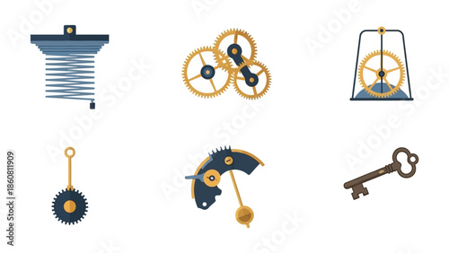 Vintage clockwork mechanisms gears and key elements of intricate machinery design