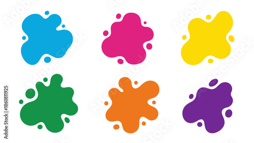 Vibrant Abstract Color Splashes Isolated on White Background Graphic Elements Collection