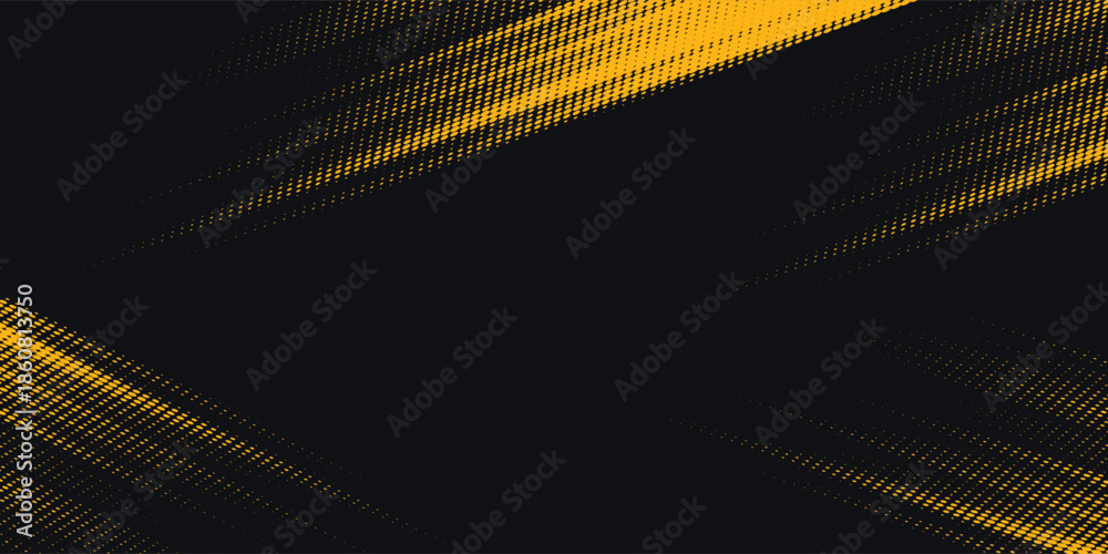 Fototapeta premium Halftone yellow dots pattern and black gradient grunge texture background. Dotted line comic sport style vector illustration.Vector ilustration,arta,abstract