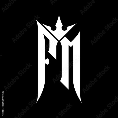 FM Elegant White Logo on Black Background