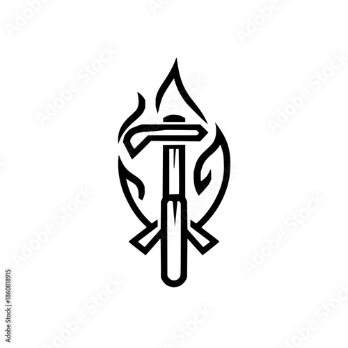 Unleash your inner craftsman: this blazing hammer logo is fire! share if you agree it's absolutely lit!