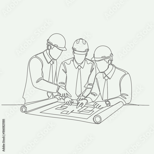 Engineers Planning Project Blueprint.