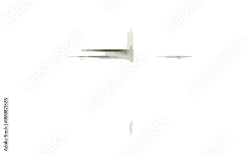 透明な素材を透過する光が純粋な白の空間に生み出す、微細な屈折と反射が織りなす抽象的でミニマルな視覚効果の背景デザイン素材。