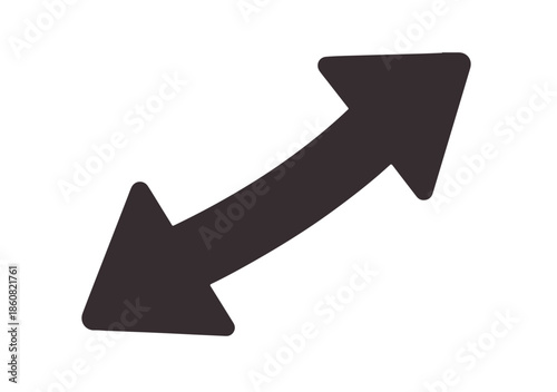 透明な背景に配置可能な、黒い湾曲した両方向矢印のシンプルなベクターイラストは、データの流れや方向性、交換を表現するデザイン要素です。