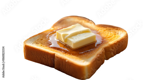 Toast with Butter and Syrup Isolated on White