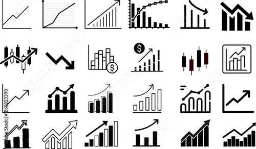 Financial and money icons set for business and banking