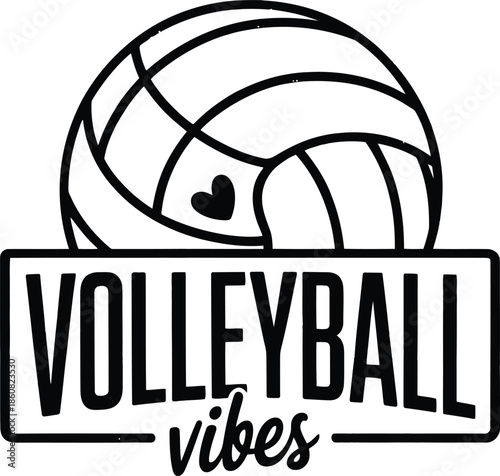 Volleyball vibes graphic with heart and modern design