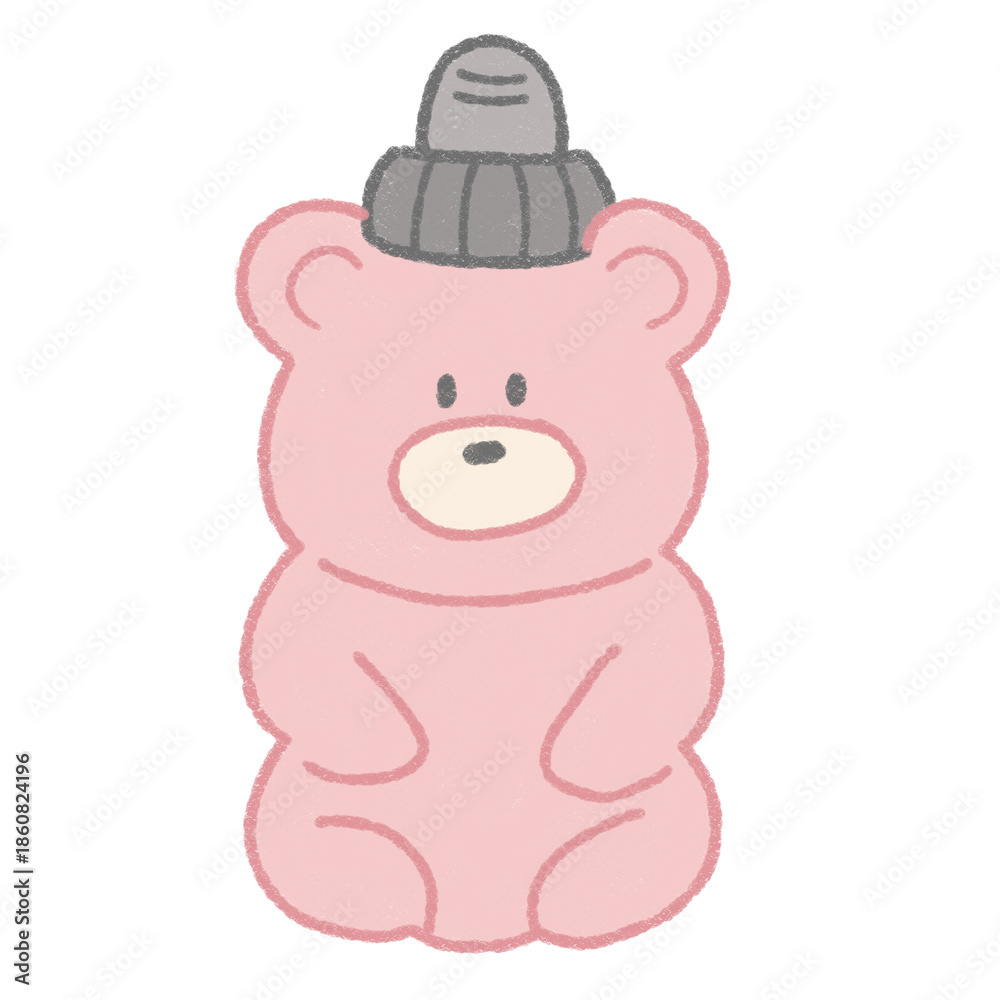 Fototapeta premium Cute Pink Gummy Bear Candy Illustration