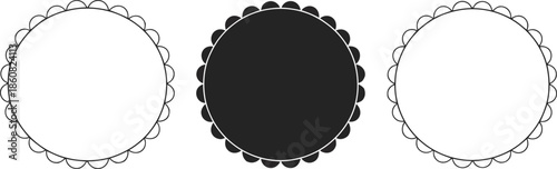 Elegant scalloped circle frames for design and decoration