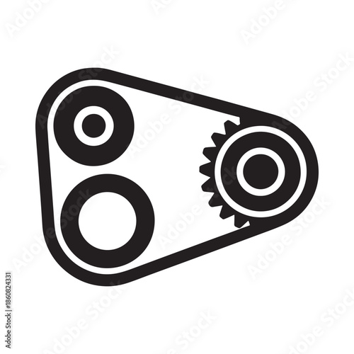 Detailed illustration of a mechanical timing belt and pulley system outline