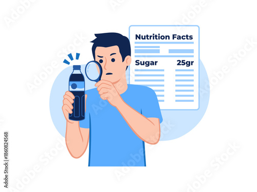 Man read nutrition facts reduce sugar sweetened drinks beverage bottle cola soda prevent diabetes