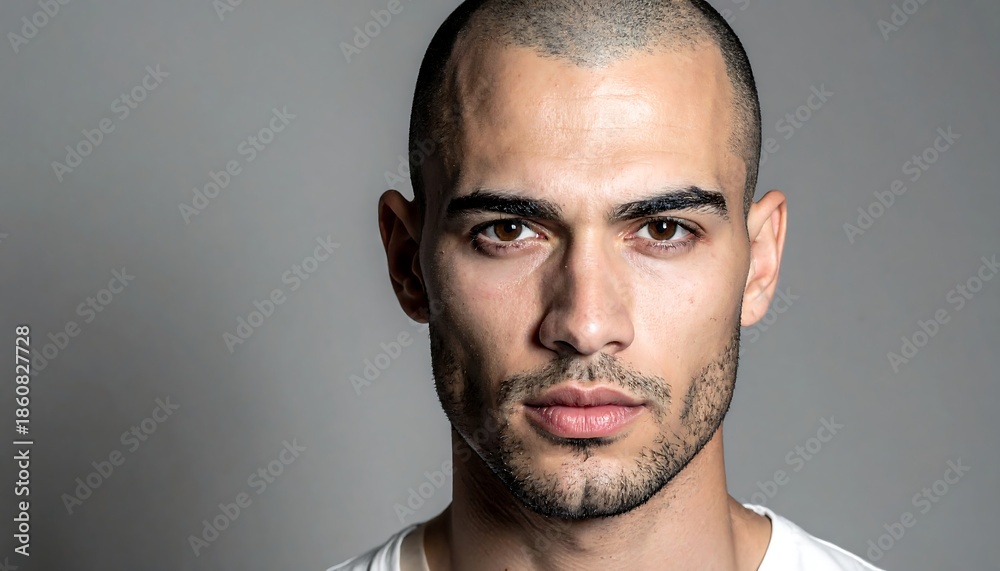 Fototapeta premium Shaved head man portrait
