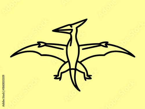Minimalist Pterodactyl Line Drawing