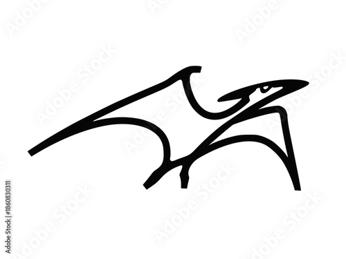 Minimalist One Line Pterodactyl Flying Illustration
