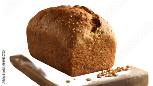 Whole Wheat Bread Loaf on Wooden Cutting Board