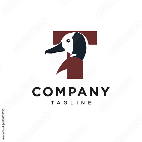 Letter T White-faced Whistling Logo Icon Vector