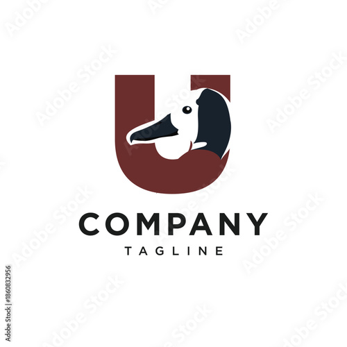 Letter U White-faced Whistling Logo Icon Vector