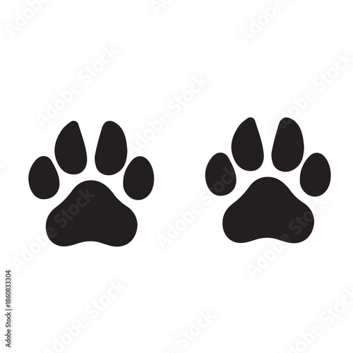A bold vector silhouette of a lion or tiger footprint, designed with strong shapes and clear edges, symbolizing power, wildlife, and the presence of a majestic wild animal.