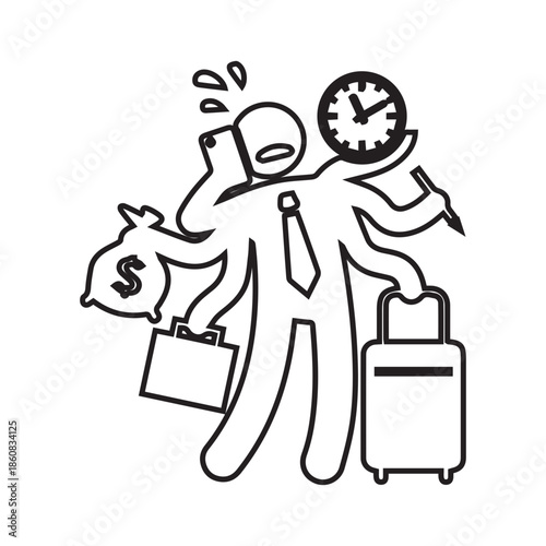 Busy Multitasking Businessman