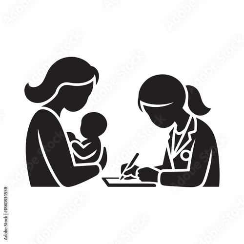 Mother with baby consulting a doctor a healthcare professional providing care