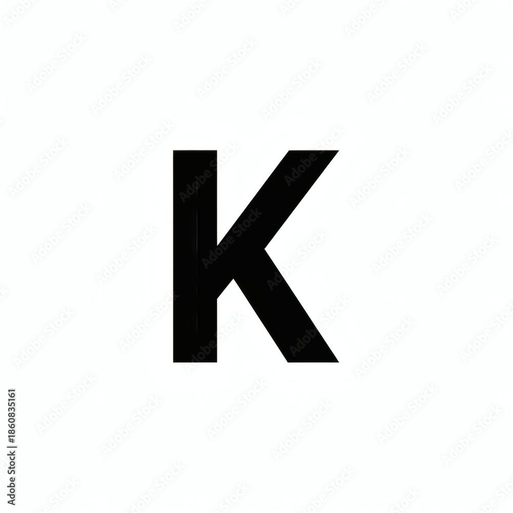 Fototapeta premium Uppercase black letter k on a white background