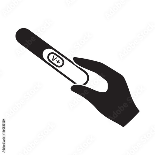 Positive pregnancy test held in a hand indicating a confirmed result