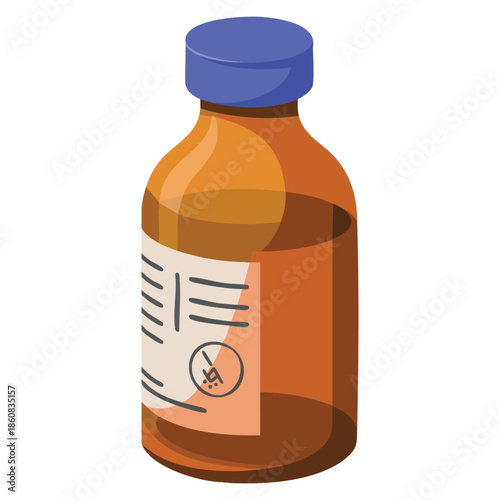 Medicine glass bottle vector illustration flat style depicting pharmaceutics drug store medical prescription ideal for healthcare pharmacy and medical design projects