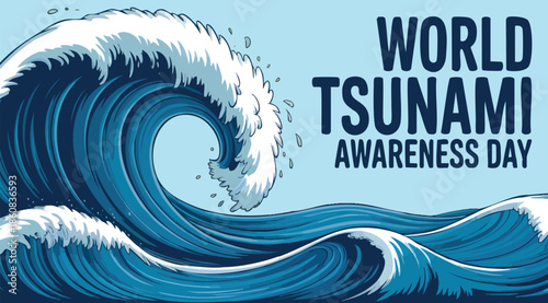 November 5 world tsunami awareness day vector poster suitable for safety education disaster awareness environment themes and international informative visuals