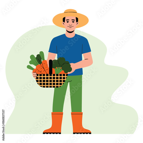 People working in garden vector illustration of farmer harvesting growing agricultural products suitable for farm rural lifestyle and cultivation themed creative designs