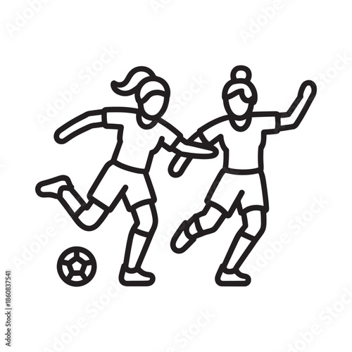 Two female soccer players in action competing for the ball during a game