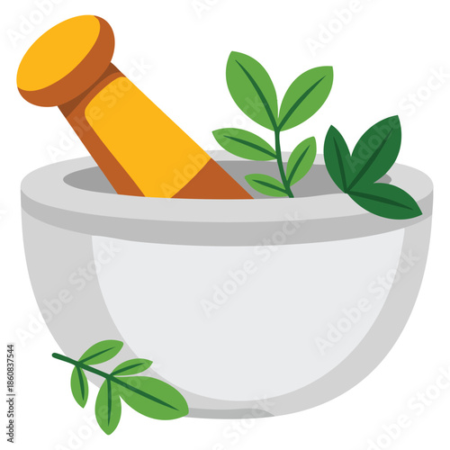 Pestle and mortar modern design vector illustration perfect for cooking kitchen preparation culinary herbal medicine and traditional themed artwork designs