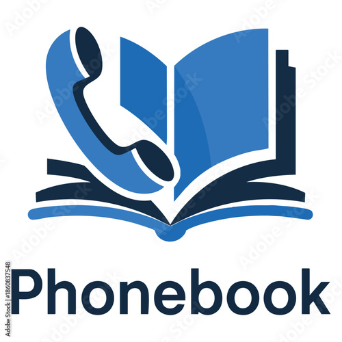 Phone book vector logo template design using blue color suitable for communication branding office contact identity and modern directory themed concept