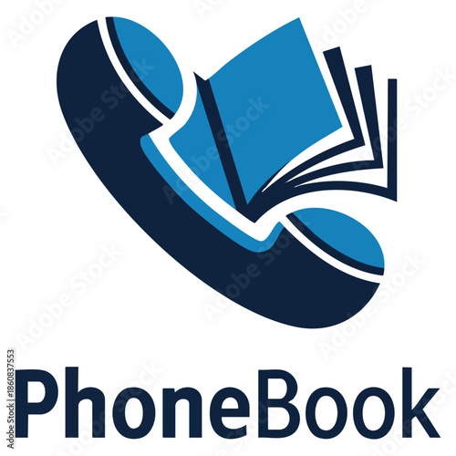 Phone book vector logo template blue color style perfect for communication office branding contact information identity and modern directory concept