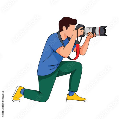 Professional Photographer Capturing Dynamic Shots with Advanced Camera Equipment