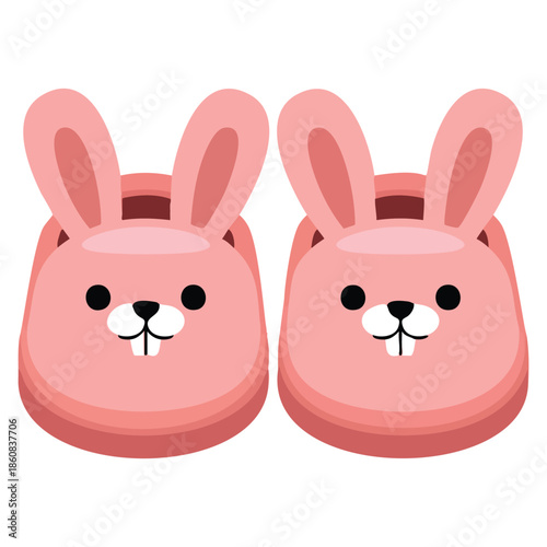 Pink rabbit slippers vector illustration isolated cartoon design perfect for cozy bedroom footwear cute fashion accessory or kids themed artwork