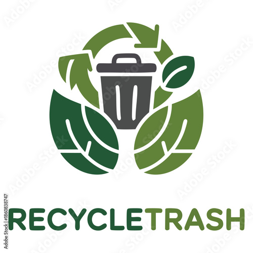 Recycle trash vector logo template using leaf symbol suitable for environment green lifestyle waste reduction sustainability and eco friendly branding themes