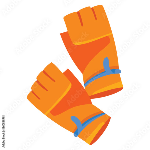 Red open fingers sparring grappling gloves martial arts gear colorful cartoon vector illustration perfect for combat sports training fighting or athletic themed artwork