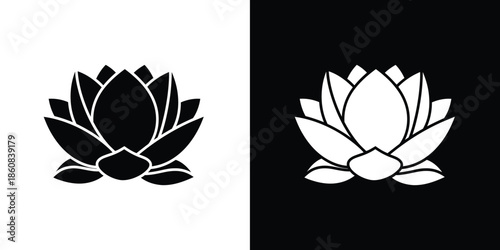 Elegant Lotus Flower Design in Contrasting Black and White A Symbol of Purity and Serenity