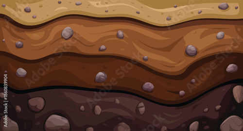 Seamless ground layers showing different textures of soil and rocks underground useful for illustrating the composition of terrain for educational purposes vector design