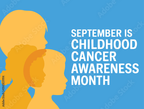 September vector illustration of Childhood Cancer Awareness Month with child profile baby head icon isolated on blue background ideal for awareness and education