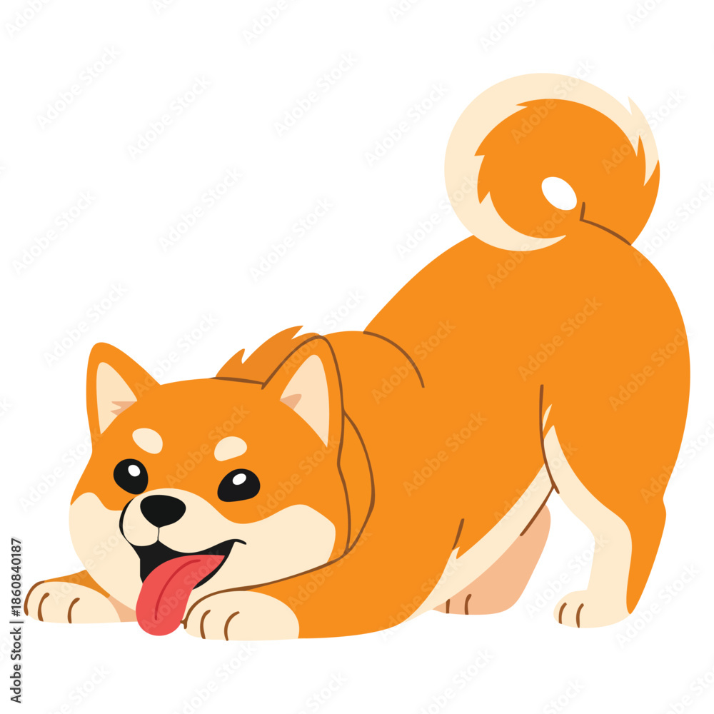 Fototapeta premium Shiba Inu dog barking cute Japan fluffy pet animal vector illustration perfect for animal character design pet themed artwork and cartoon illustrations