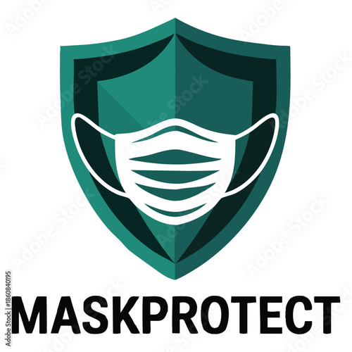 Shield with mask vector logo template design suitable for virus prevention health care campaign safety awareness and protective branding projects