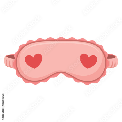 Sleeping pink eye mask vector illustration as cloth cover to block out light perfect for bedroom health relaxation and sleep aid design concepts