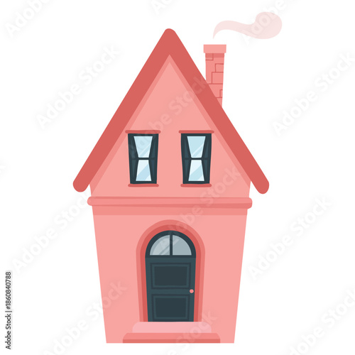 Small house with roof and windows vector illustration as sweet cozy home design element perfect for residential architecture decoration and real estate visuals