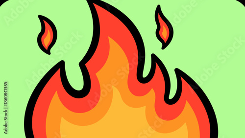Cartoon Fire Illustration with Flames and Heat.